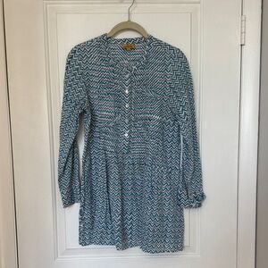 Roberta Roller Rabbit Teal and White Chevron Blouse